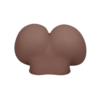 The Gender X A Handful by Gender X is an abstract, smooth, brown, and rounded waterproof toy with two bulbous sections on a white background.