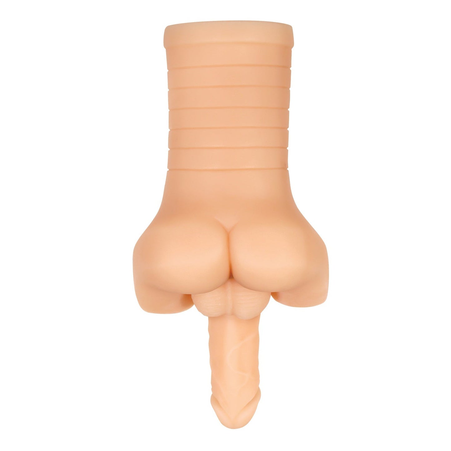 Introducing the Gender X Backdoor Bash Stroker, a novelty silicone accessory by Gender X, featuring a nose shape with a ribbed top and designed as an innovative stroking toy.