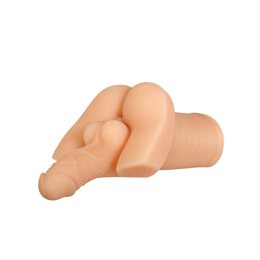 This image features the Gender X Backdoor Bash Stroker, a realistic silicone model by Gender X tailored for educational or medical use. It offers detailed anatomical representations in a flesh tone and incorporates TPE rubber for enhanced durability and realism.