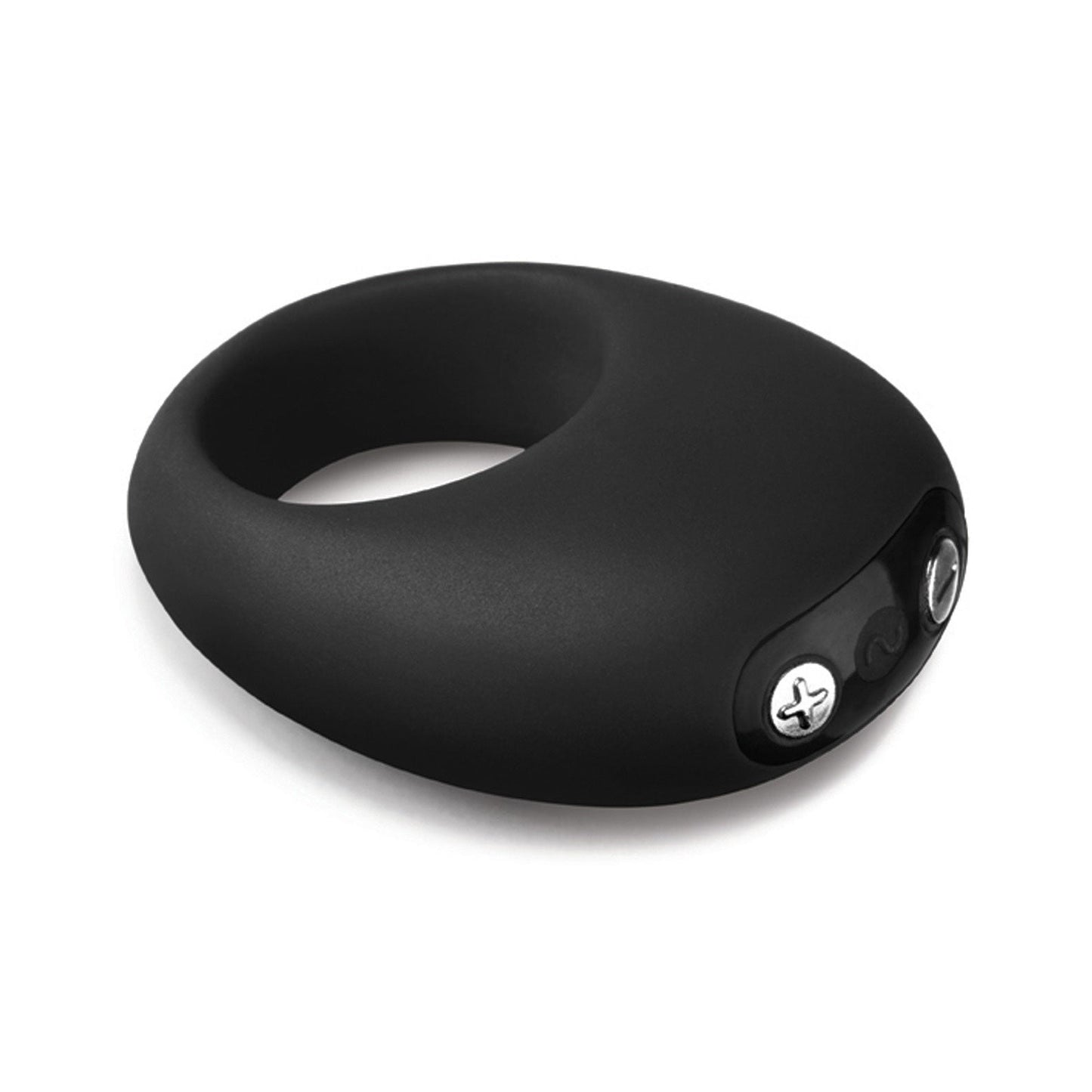 The Je Joue Mio Cock Ring by Je Joue is a sleek black silicone design with two control buttons and vibrating functions, offering a smooth surface and ergonomic design for a cutting-edge wearable experience.