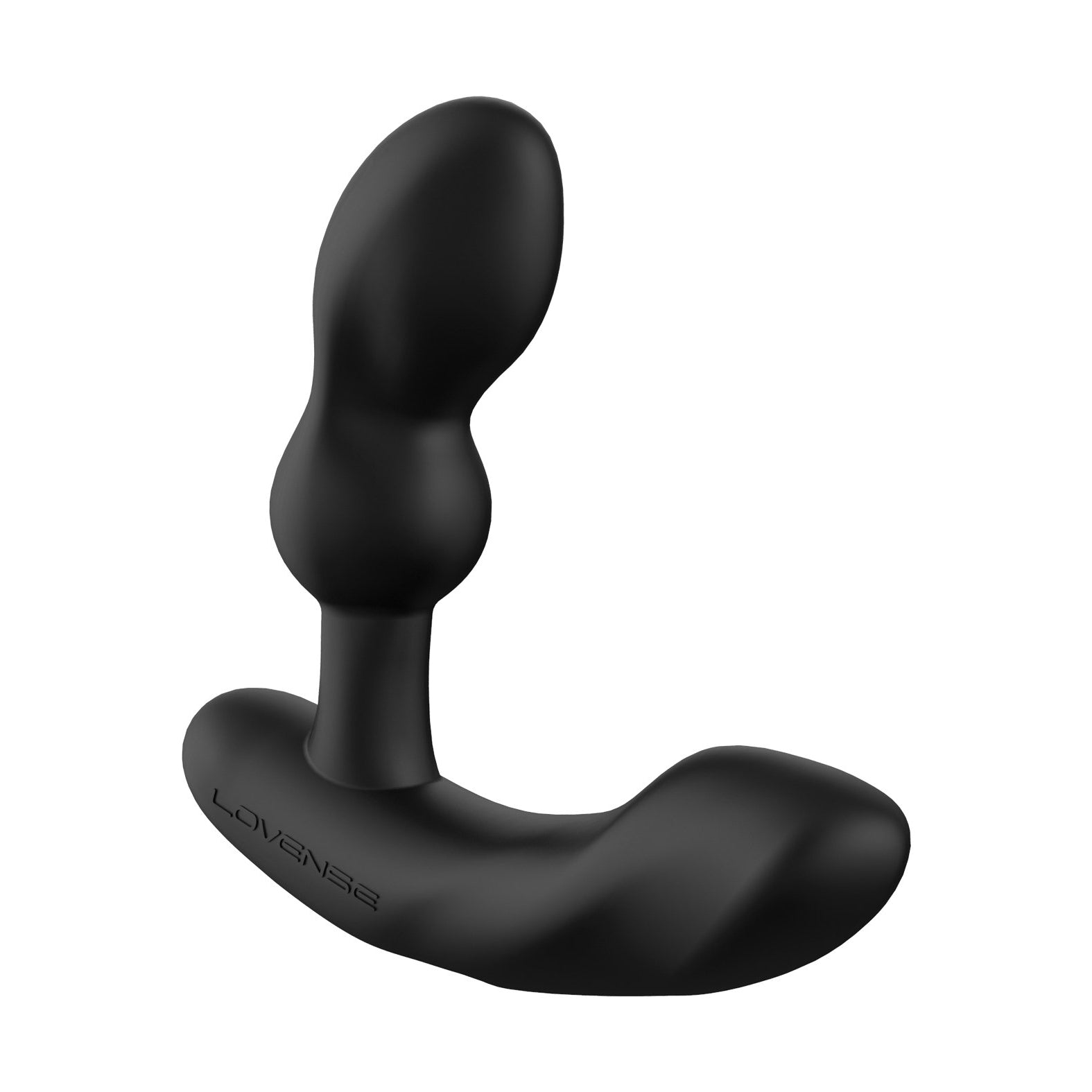 The black Lovense Edge 2 Flexible Prostate Massager boasts dual motors and an ergonomic design with a smooth, curved shape and firm handle. Its rounded ends offer versatility, while adjustable settings ensure intense P-spot stimulation.