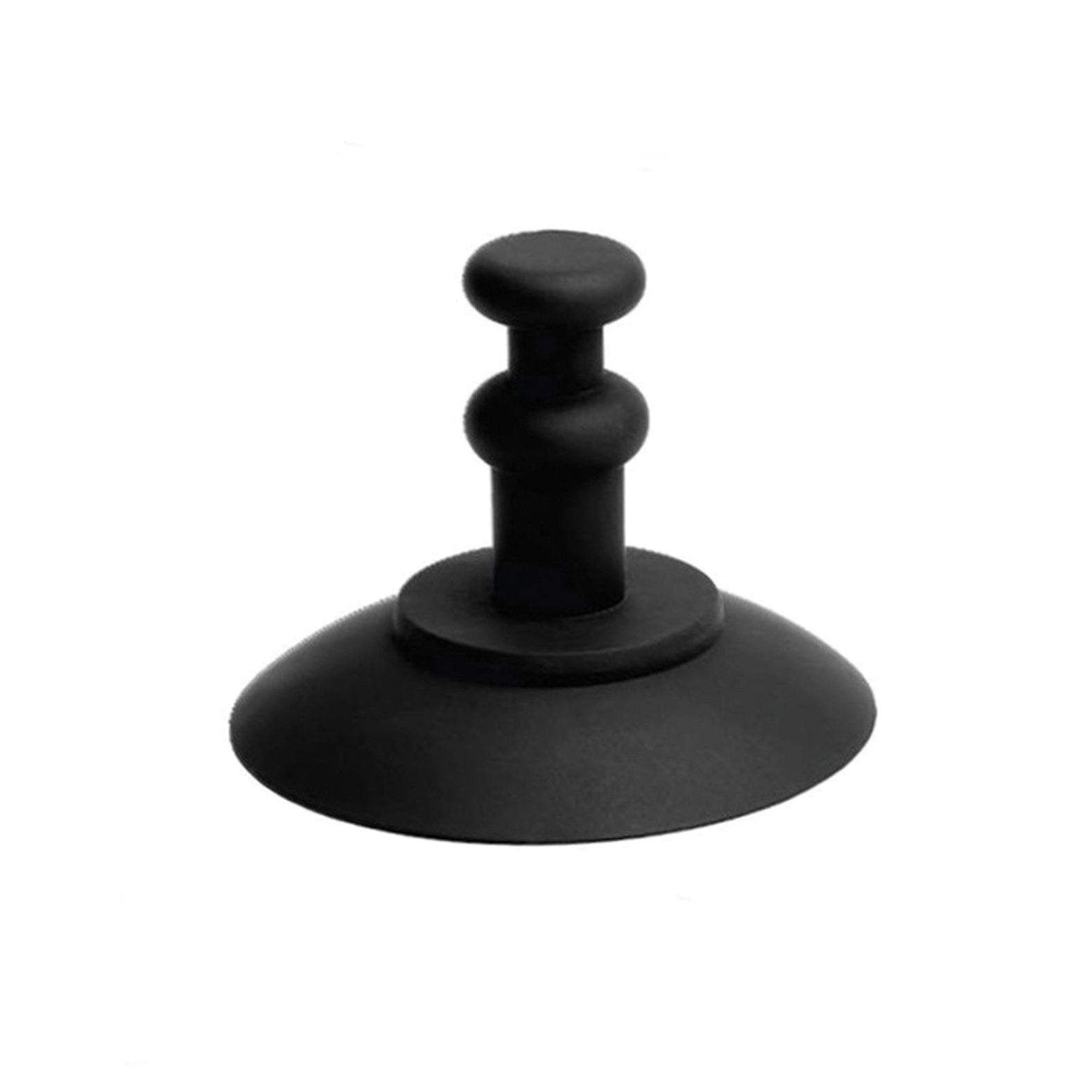The MOD Suction Cup by MOD is a black, hand-shaped coffee tamper with a round, flat base and an ergonomic handle for easy grip. It offers hands-free functionality and adds a playful touch with its innovative design.