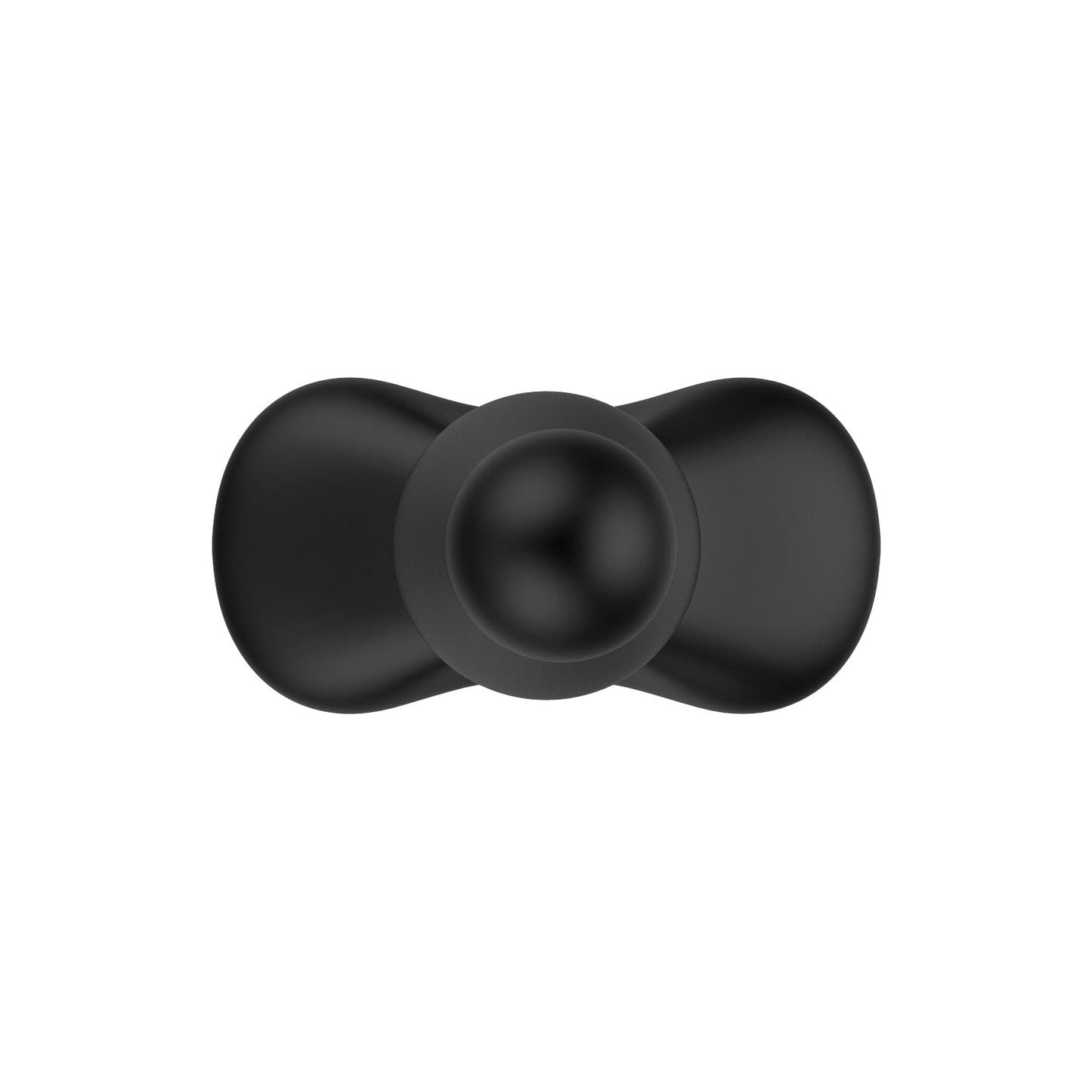 The Nexus Bolster Butt Plug, by Nexus, is a black hourglass-shaped object crafted from body-safe silicone, featuring smooth curves and an inflatable tip for added versatility when viewed from the top.
