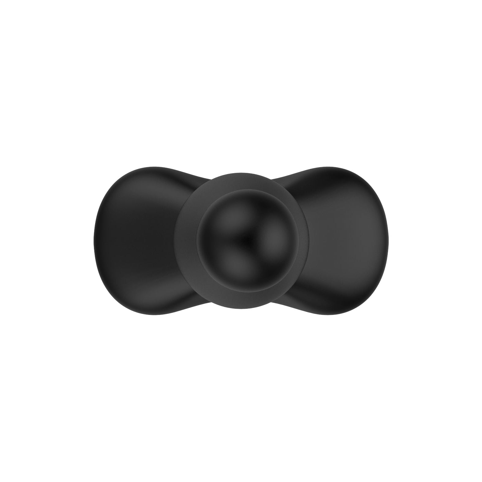 The Nexus Bolster Butt Plug, by Nexus, is a black hourglass-shaped object crafted from body-safe silicone, featuring smooth curves and an inflatable tip for added versatility when viewed from the top.