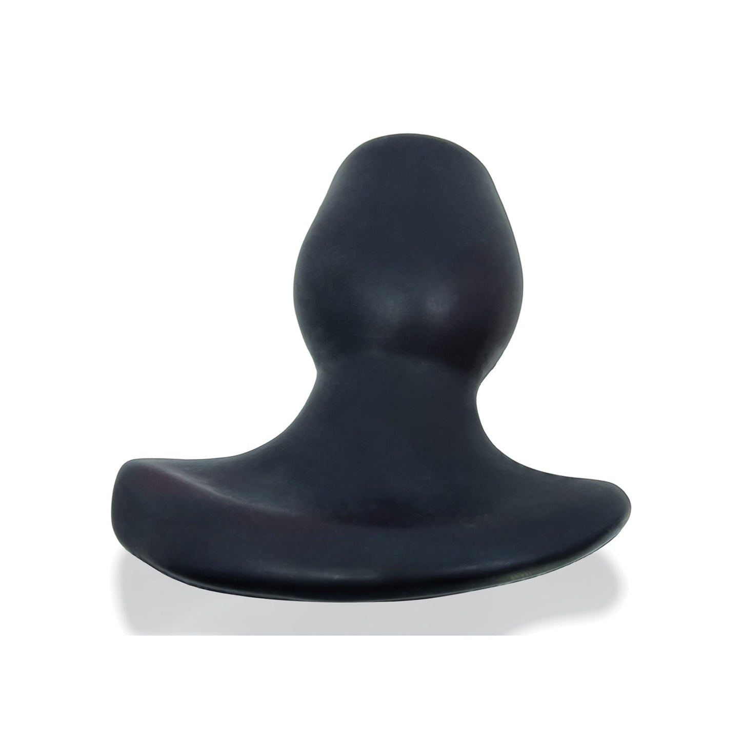 The Oxballs Morphhole 2 Gaper Plug by Oxballs is a black abstract duck-shaped sculpture made from PLUS+SILICONE, featuring a smooth curved base and rounded head. Its design offers a minimalistic and modern vibe with a sleek surface.