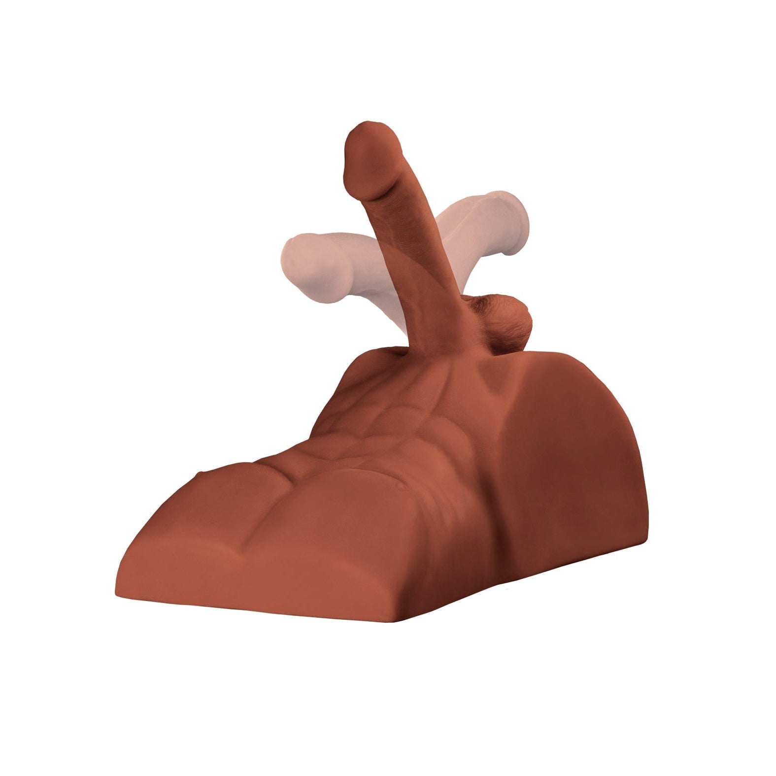 The PDX Plus Perfect Ride is a stylized clay sculpture resembling a muscular slug. Crafted with Fanta Flesh for a lifelike texture, its deep brown body features distinct muscle details, while lighter eye stalks point upward against a plain white backdrop.