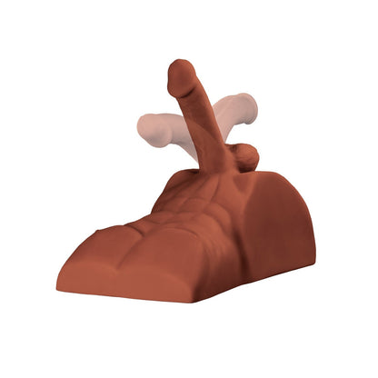 The PDX Plus Perfect Ride is a stylized clay sculpture resembling a muscular slug. Crafted with Fanta Flesh for a lifelike texture, its deep brown body features distinct muscle details, while lighter eye stalks point upward against a plain white backdrop.