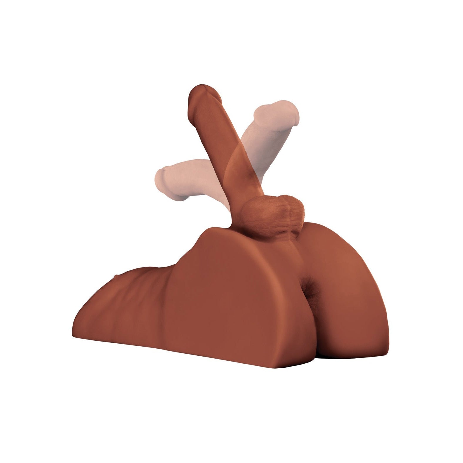 A PDX Plus Perfect Ride sculpture from PDX, styled as brown abstract lungs made of Fanta Flesh, is showcased on a plain white backdrop.