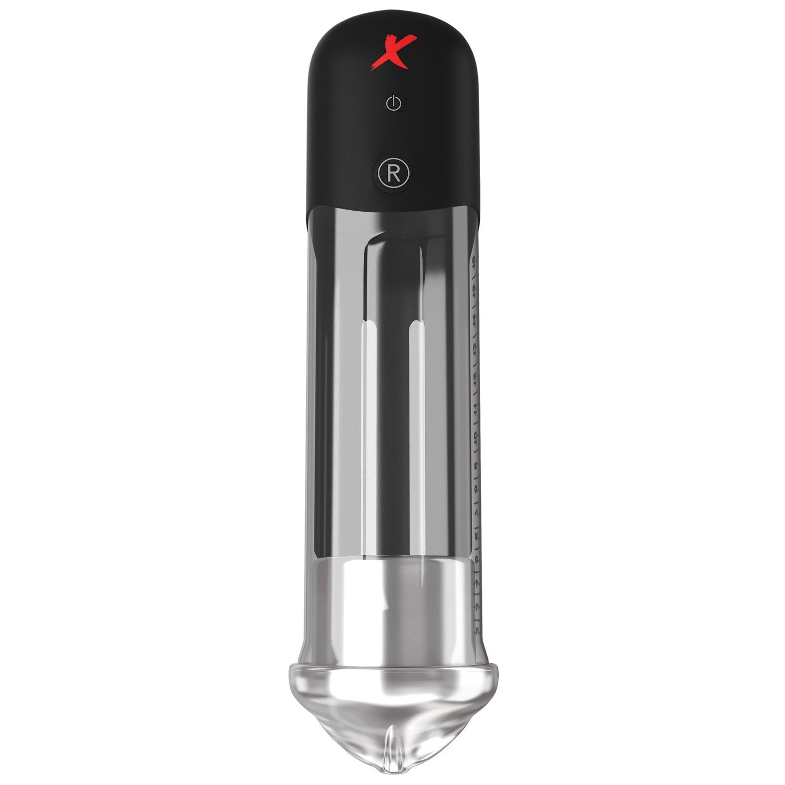 Experience precise cooking with the Pipedream Extreme Elite by Adams Toy Box, a modern immersion circulator. It features a sleek black top with power control, a red accent, measurement gauge, metallic lower half, and transparent section for perfect sous vide results.
