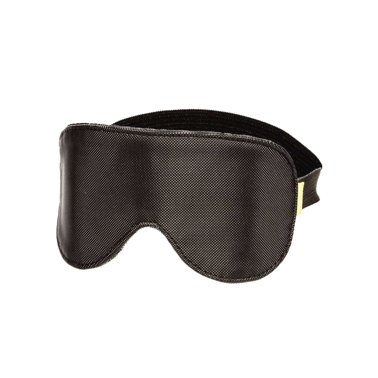The Boundless Blackout Eye Mask by California Exotic Novelties is a sleek sensory deprivation accessory with a textured surface and an elastic strap for adjustable fit.