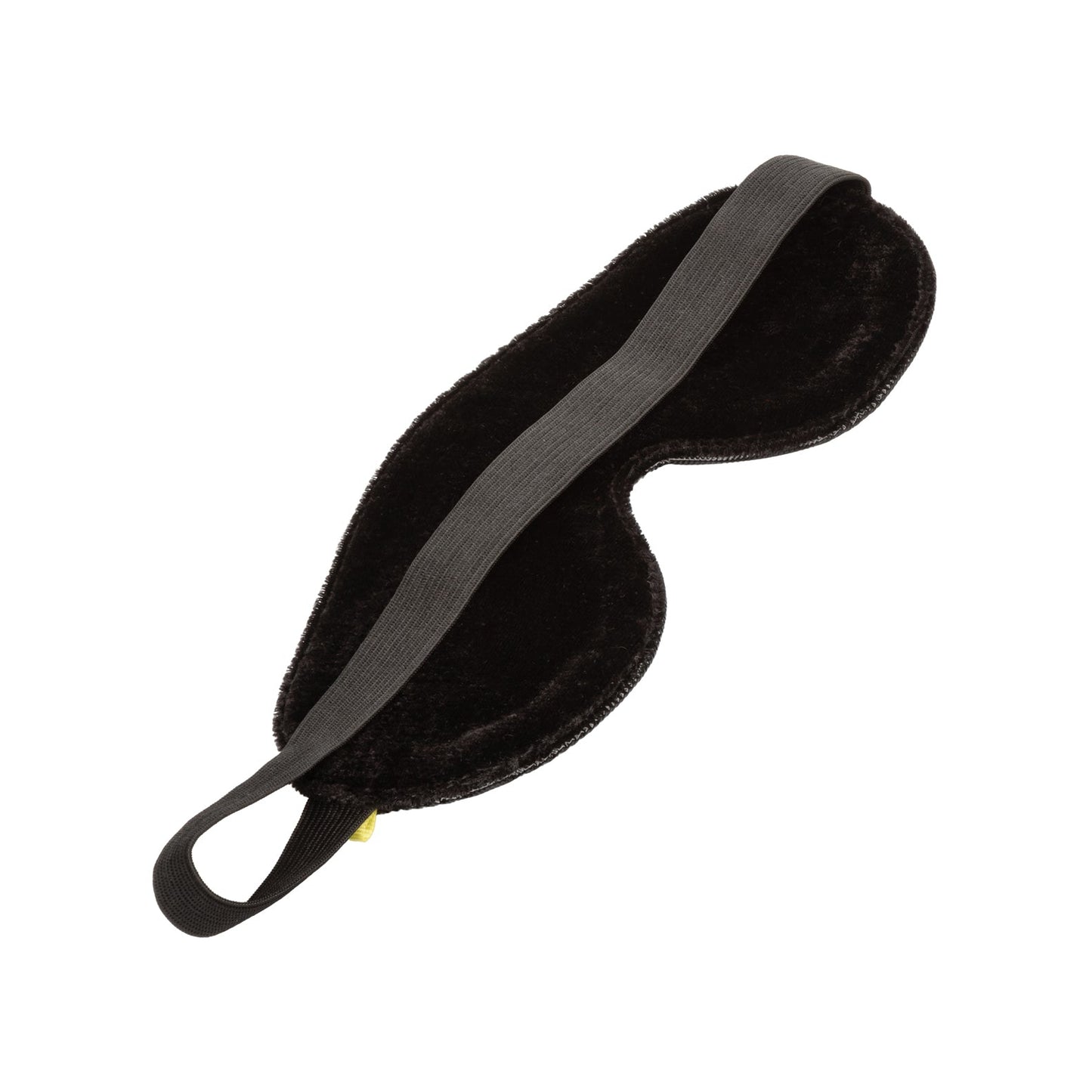 The Boundless Blackout Eye Mask by California Exotic Novelties, featuring a sleek, velvety texture and elastic strap, is shown on a plain white background to provide complete sensory deprivation for restful sleep.