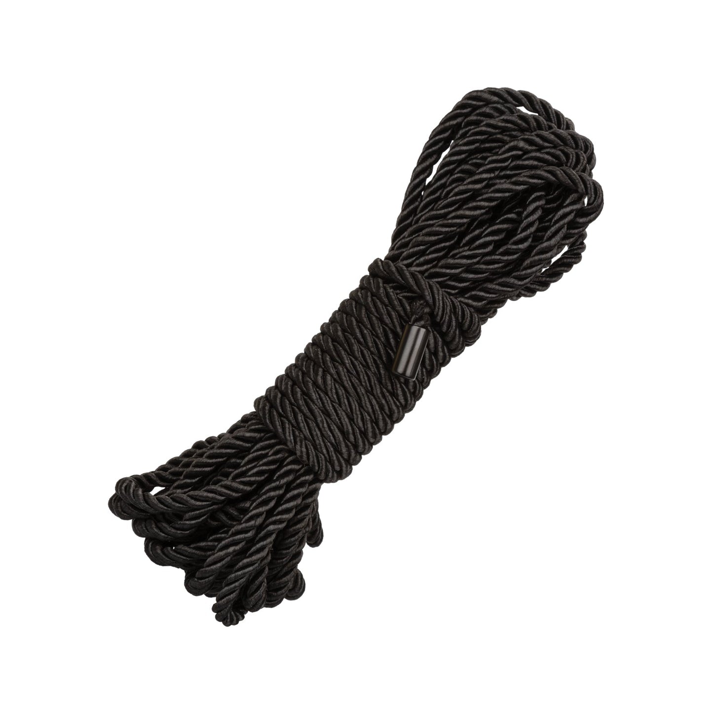 A coil of Boundless Rope by California Exotic Novelties is neatly bundled with a central band on a plain white background.