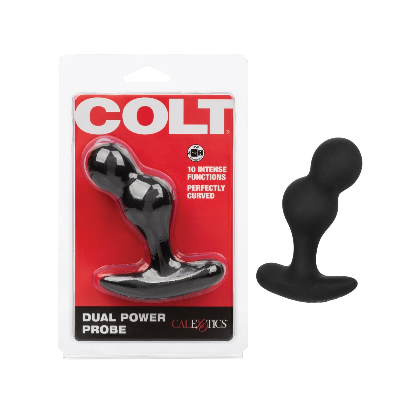 The Colt Dual Power Probe showcases 10 intense functions and a perfectly curved dual bulb design. It includes a USB charging cable for easy recharging, crafted for personal use.