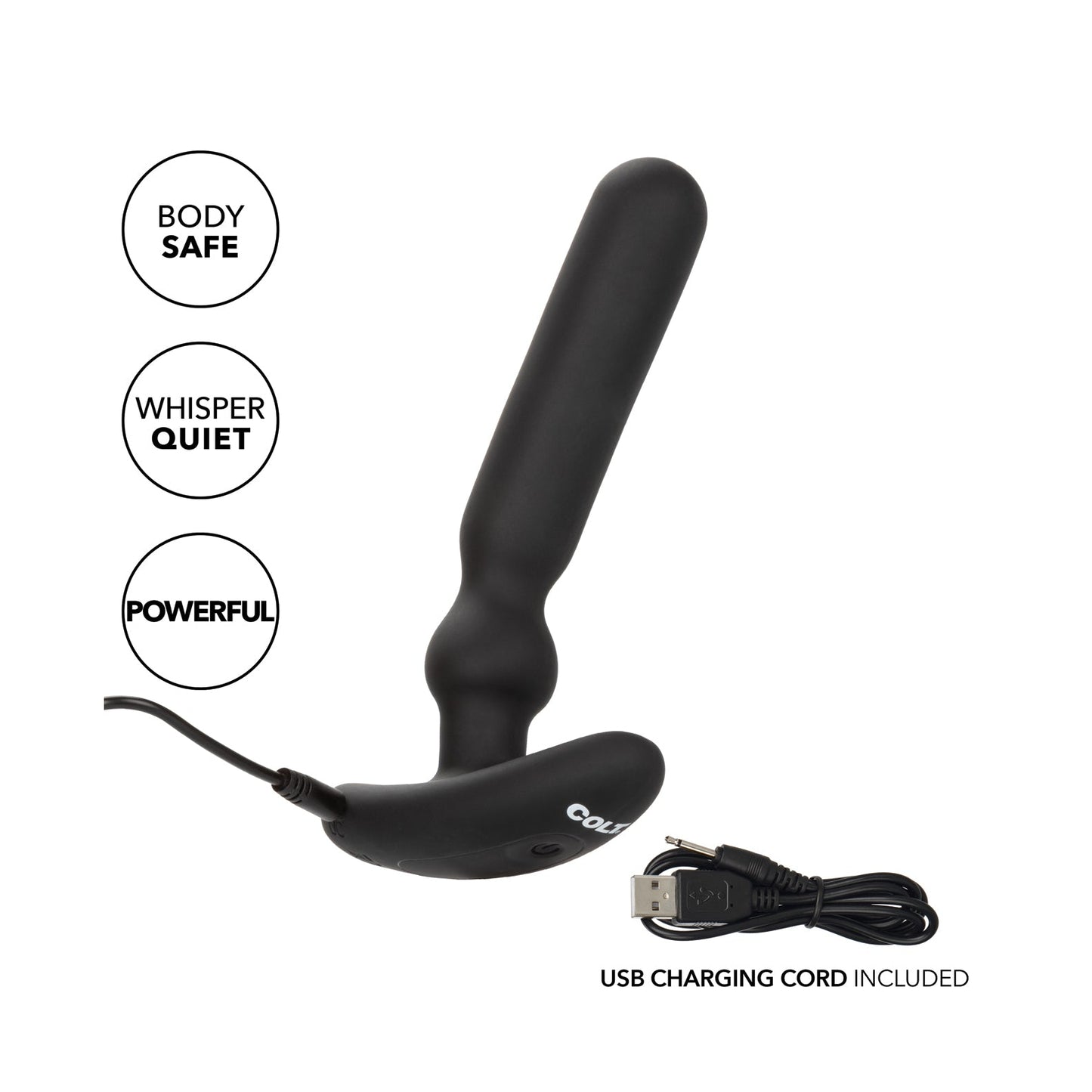 The Colt Rechargeable Anal-T - Large is a body-safe, black ergonomic anal probe with USB charging. Its whisper-quiet and offers powerful vibration functions for an enhanced experience.