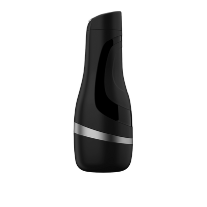 The Satisfyer Men Classic by Satisfyer is a sleek black bottle with a silver accent, reminiscent of a male masturbator. Its modern design features a glossy finish and an elegantly tapered, curved shape for an alluring touch.