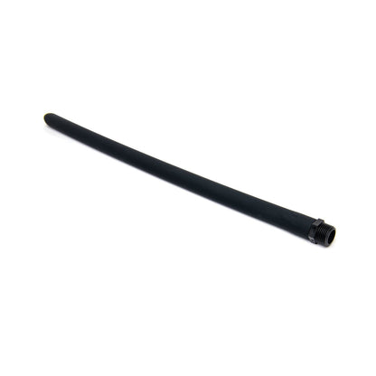 An 18 long, black, flexible plastic tube with a threaded end highlights the Sport Fucker No-Kink design on a white background; its the Sport Fucker Locker Room Hose.
