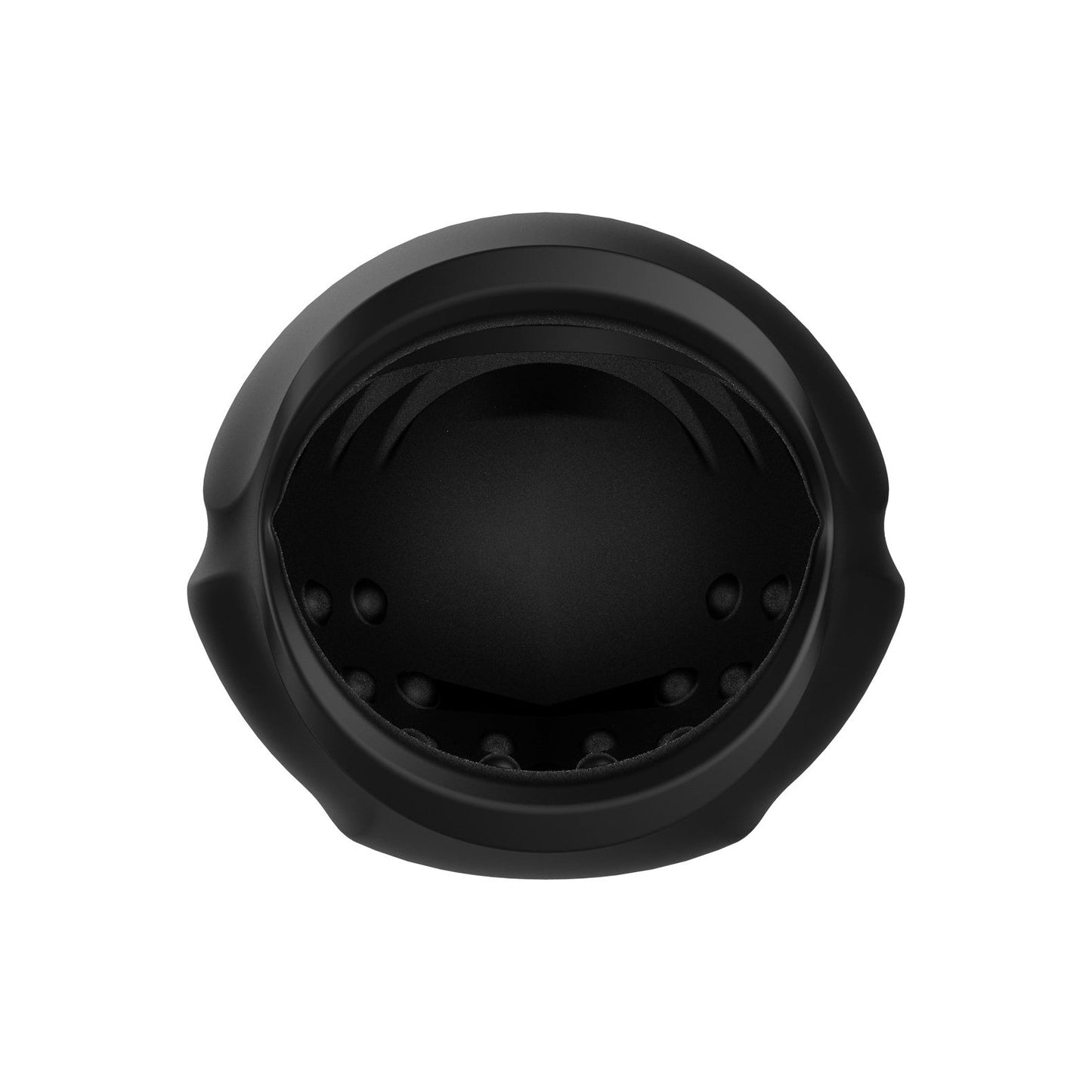 A top view reveals the Voodoo Get Lucky Score Head Game Masturbator, a round, black hollow item with textured interior edges and a smooth, glossy finish.
