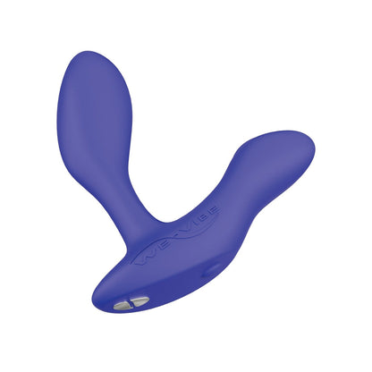 The We-Vibe Vector+ from we-vibe is a blue, dual-ended massager designed with smooth, ergonomic curves for targeted comfort and relaxation.