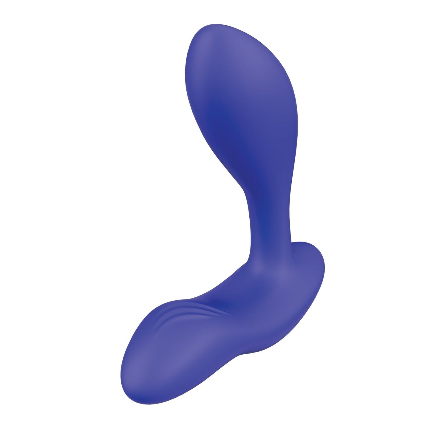 The We-Vibe Vector+ by we-vibe is a blue silicone vibrating prostate massager with an ergonomic curved design.
