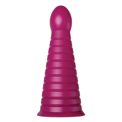 The Zero Tolerance Anal Everest, by Zero Tolerance, features a pink conical design with a smooth top and horizontal ridges. Perfect for advanced anal users, its strong suction cup base stands firm against a white backdrop.