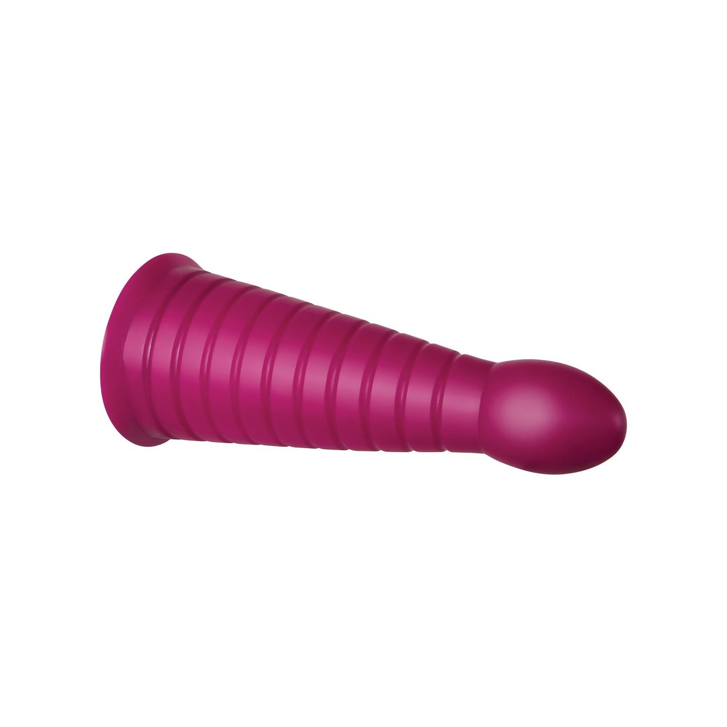 A purple, cone-shaped Zero Tolerance Anal Everest doorstop with a ridged texture and rounded tip lies on a white background, cleverly resembling a large anal plug for advanced players.