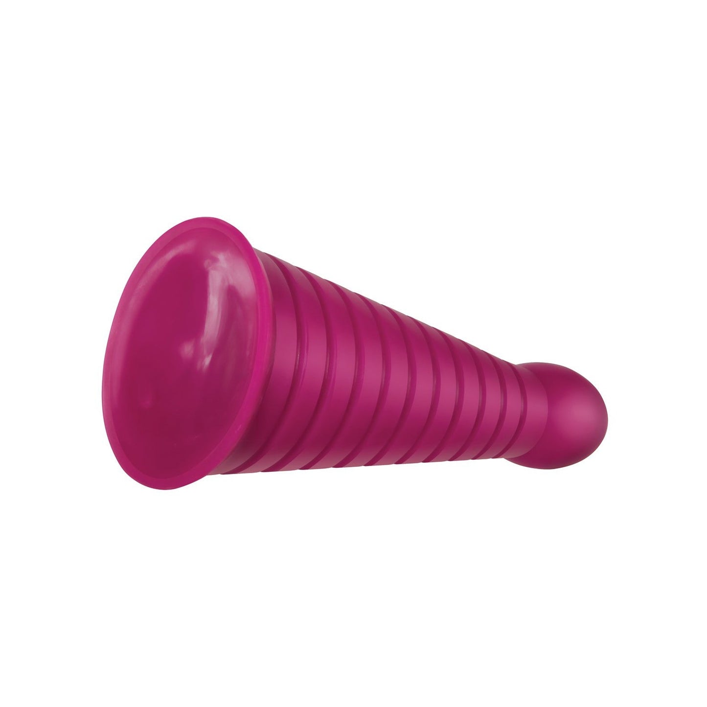 The Zero Tolerance Anal Everest is a large pink silicone anal plug with a powerful suction cup base, featuring a wide, flared opening and ribbed body that tapers to a rounded end, ideal for advanced anal players.