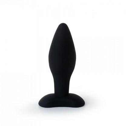 The Anal Fantasy Collection 100% Silicone Small Butt Plug by Pipedream, seen in black, is showcased on a white background with a smooth, tapered design and a flared base for safety, accompanied by a FREE 5 Piece Prep Kit.
