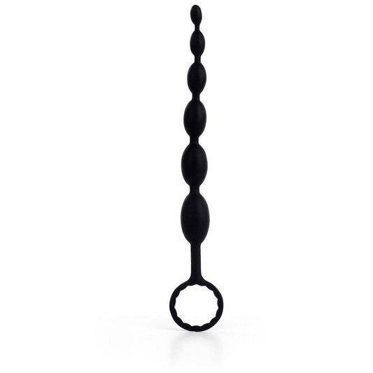 The Pipedream Anal Fantasy First Time Fun Anal Beads, designed for beginners, feature graduated round beads on a flexible silicone strand with a loop handle for easy grip, set against a plain white background.