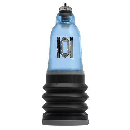 The Adams Toy Box Bathmate Hydromax 3 boasts a blue and black design, with a clear upper chamber and textured black lower part. Featuring a digital display, this micropenis pump is aimed at improving sexual stamina effectively.