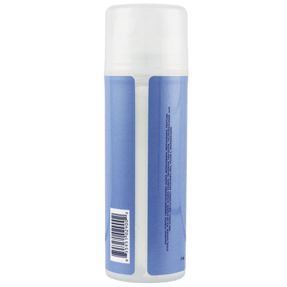The image shows a cylindrical blue Boy Butter Easy Pump - H2O bottle with a white cap, displayed from the back, featuring a barcode and ingredients for the latex-safe, water-based lube. It stands upright against a plain white background.