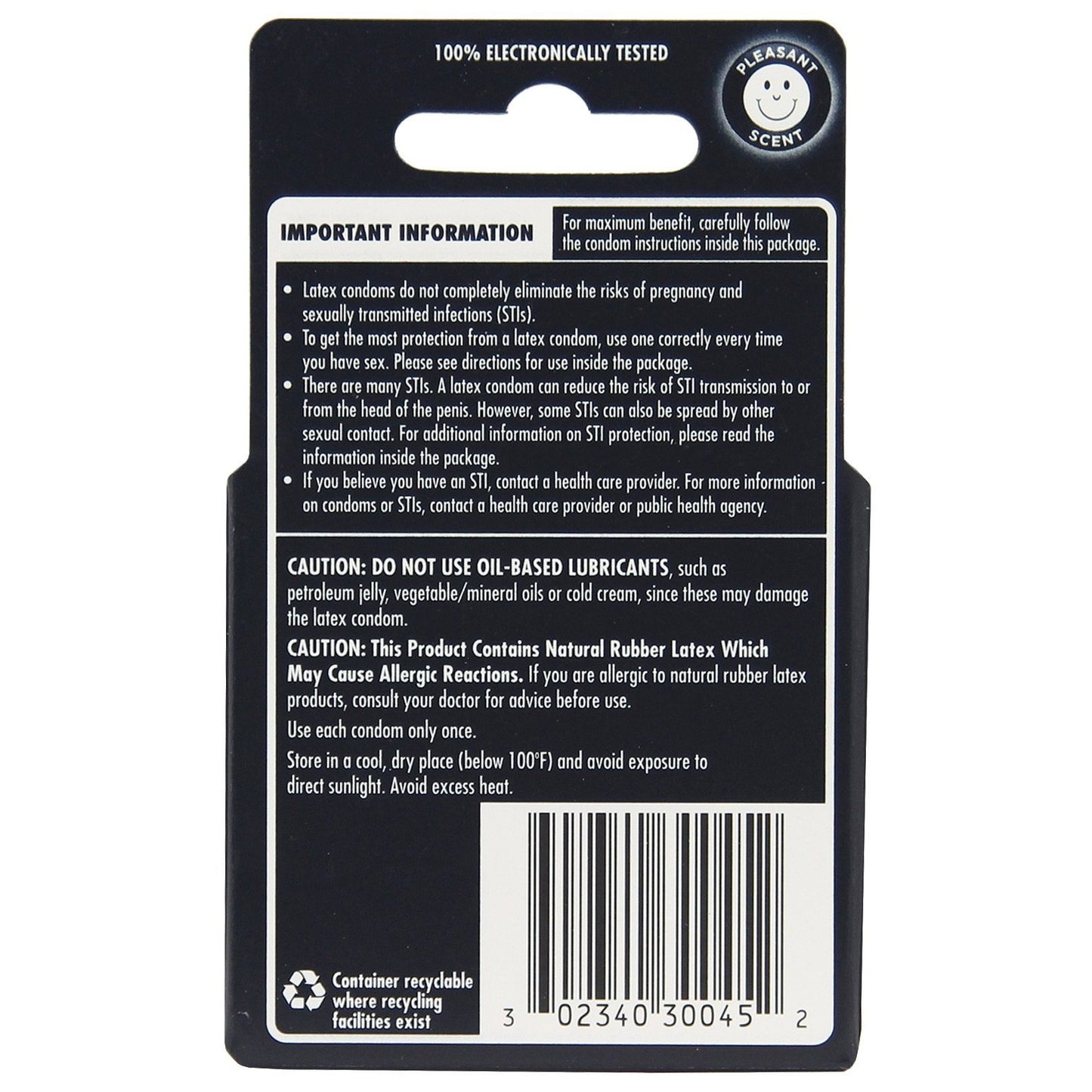 The Durex XXL condom package provides instructions and warnings, emphasizing effective use. It advises avoiding oil-based lubricants, suggests water-based ones, warns of latex allergies, and reminds users that STIs can still be a risk even with proper use.