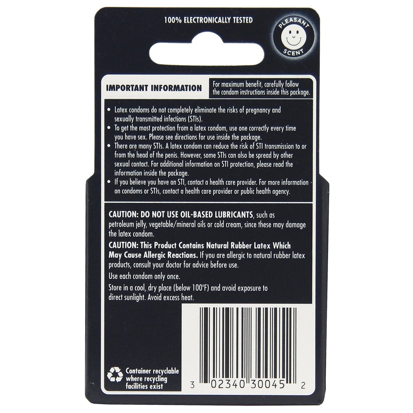 The Durex XXL condom package provides instructions and warnings, emphasizing effective use. It advises avoiding oil-based lubricants, suggests water-based ones, warns of latex allergies, and reminds users that STIs can still be a risk even with proper use.