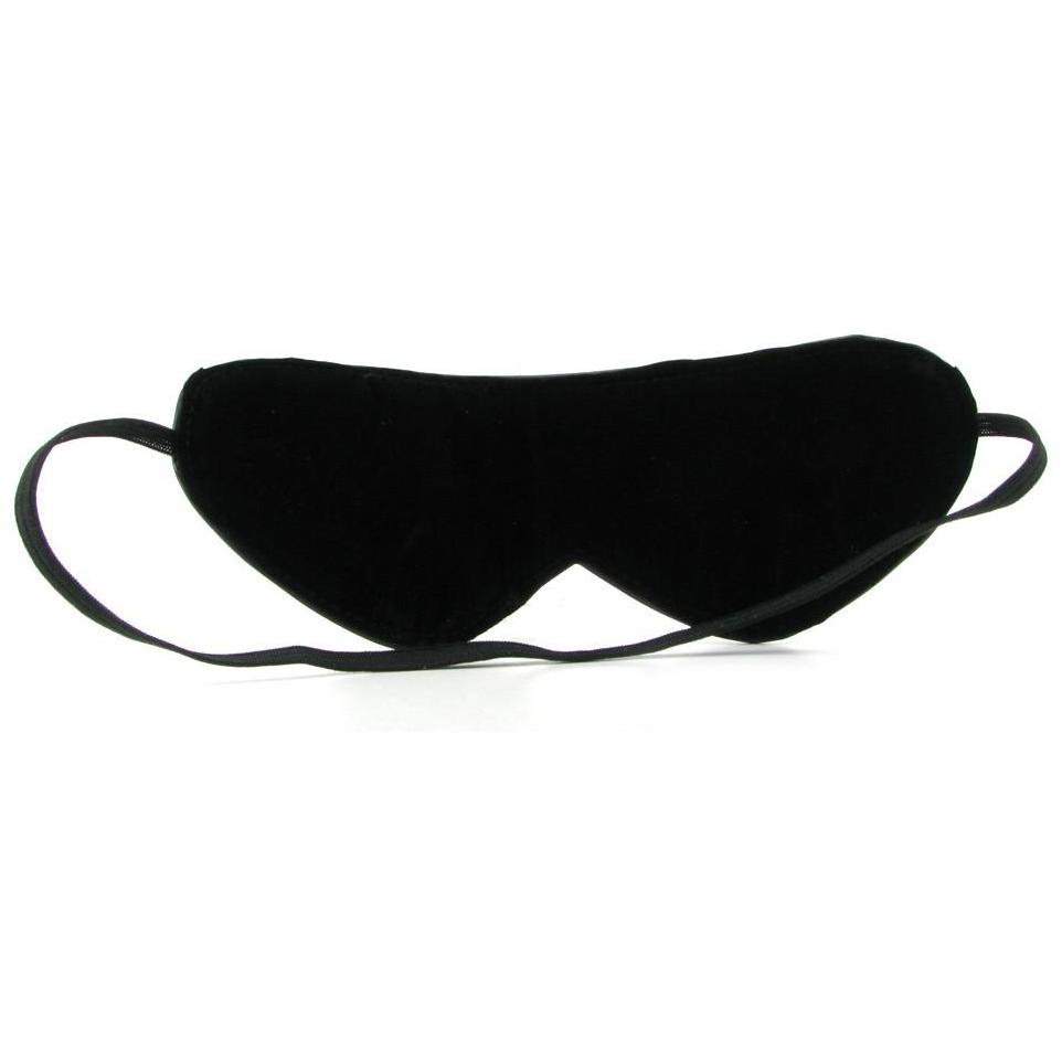 The Fetish Fantasy Limited Edition Love Mask is perfect for sensory deprivation, featuring a sleek black design with an elastic strap for comfort against a plain white background. Its ideal for relaxation or discreet adventures in sex play.