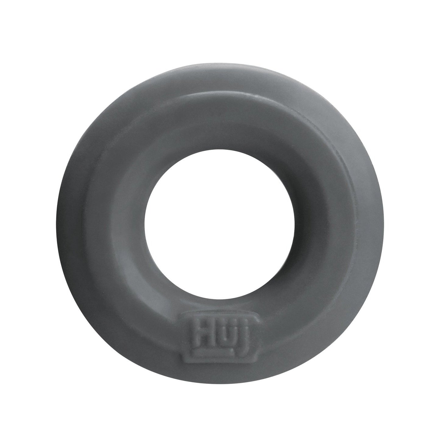 The Hunky Junk C Ring - Singles by Hunky Junk is a gray, round ring with a smooth silicone blend surface and a small embossed logo. It features a circular center opening, balancing solid shape with style and comfort.