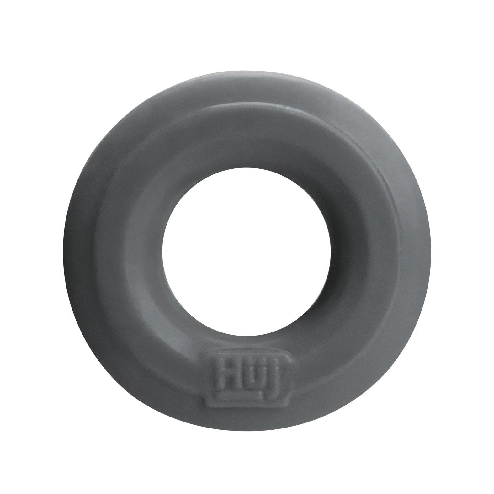 The Hunky Junk C Ring - Singles by Hunky Junk is a gray, round ring with a smooth silicone blend surface and a small embossed logo. It features a circular center opening, balancing solid shape with style and comfort.