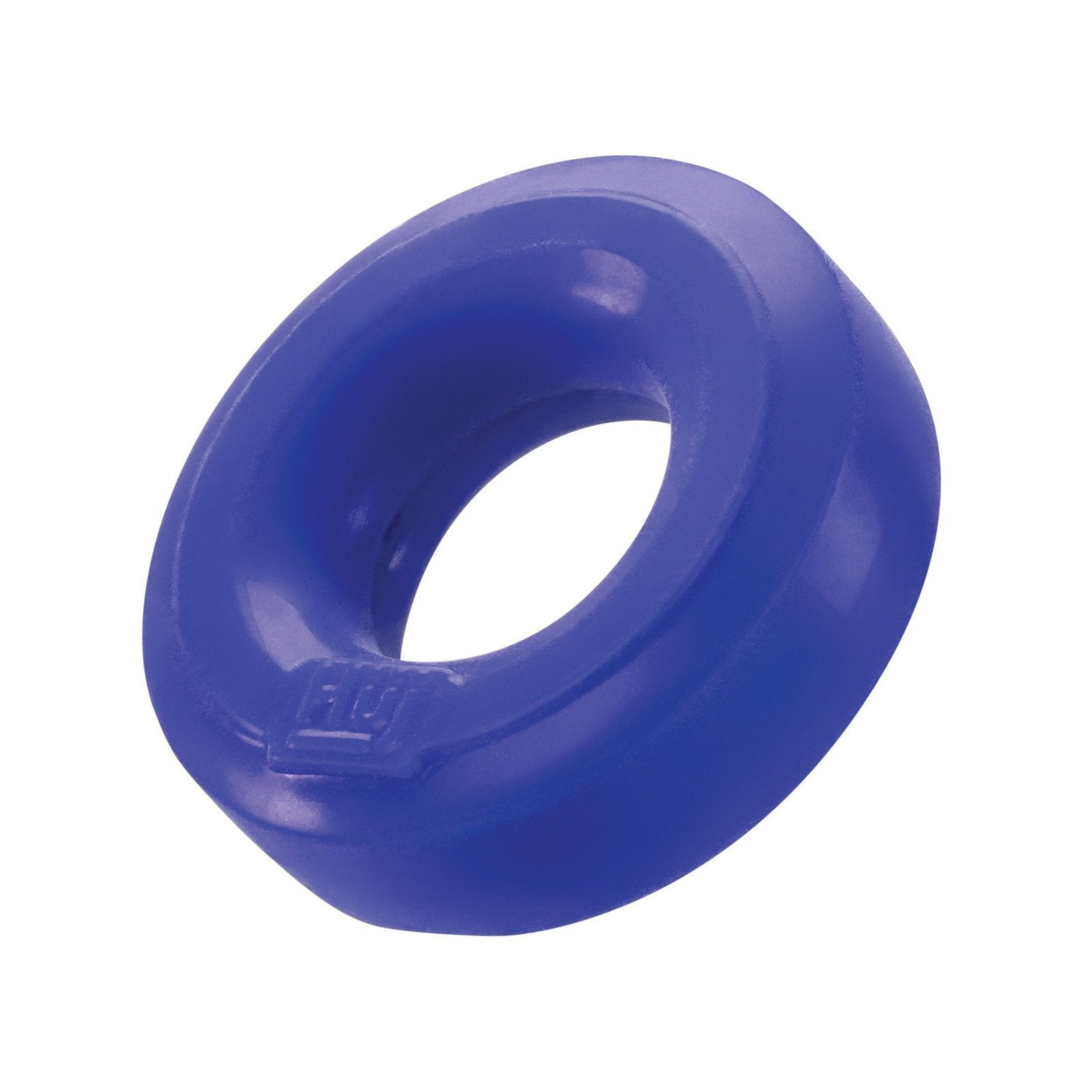 The Hunky Junk C Ring - Singles by Hunky Junk is a blue silicone blend cock ring with a smooth texture and central opening, designed for grip or exercise, offering comfort and functionality.