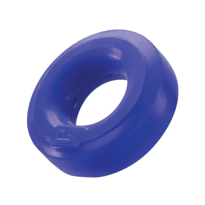 The Hunky Junk C Ring - Singles by Hunky Junk is a blue silicone blend cock ring with a smooth texture and central opening, designed for grip or exercise, offering comfort and functionality.