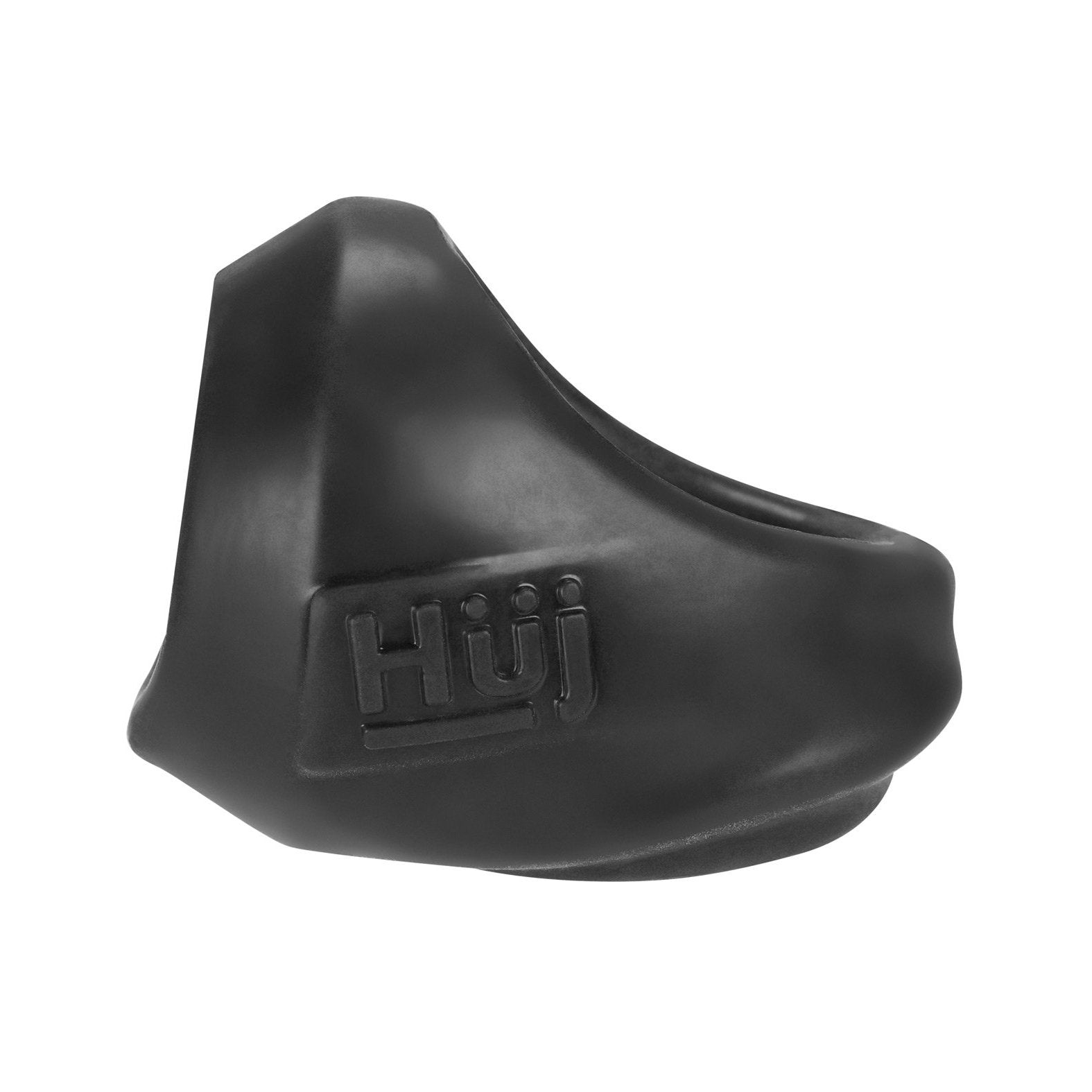 The Hunky Junk Clutch Cock & Ball Sling by Adams Toy Box is expertly crafted from a plus+silicone TPR/silicone blend with Hüj embossed on its side. Its sleek black, matte finish offers modern and sturdy protection for a standard camera lens.