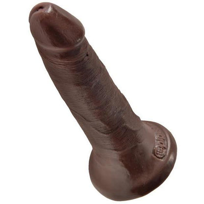 The Pipedream King Cock 5 Cock is a realistic brown chocolate sculpture, shaped like a textured cylindrical object with remarkable detail, standing upright on a flat suction cup base.