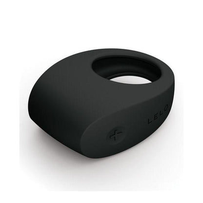 The LELO Tor 2 cock ring features a sleek black silicone design with a slightly raised side control button, engraved brand name LELO, waterproof exterior, and a rechargeable battery for convenience.