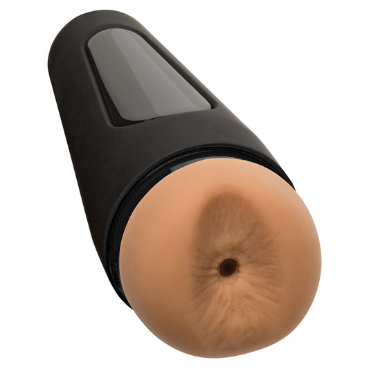The Man Squeeze Bear Ass by Doc Johnson is a sleek black, beige personal care device with a cylindrical shape. Featuring a realistic textured ULTRASKYN end resembling human anatomy, it ensures an unparalleled experience.