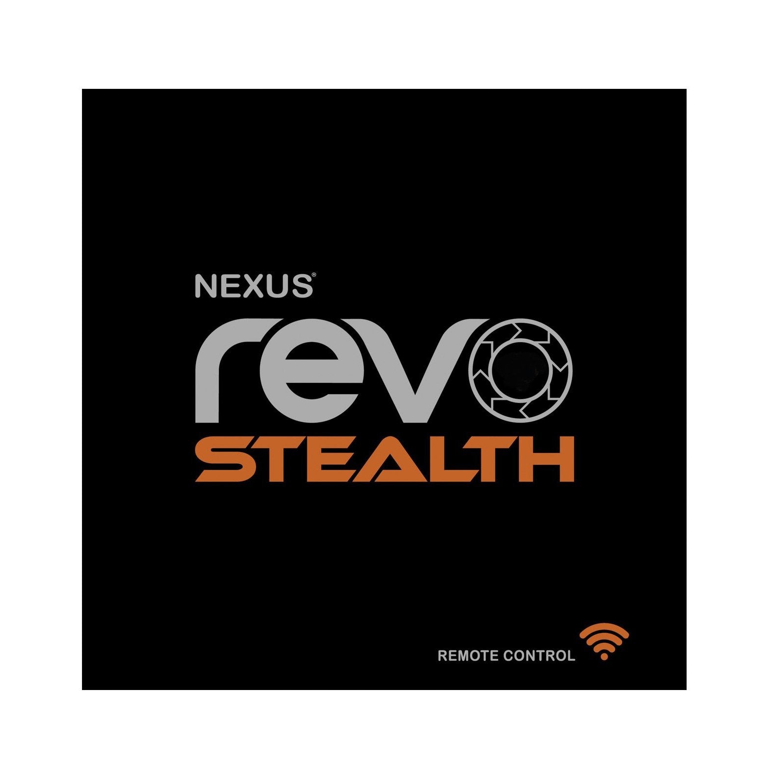 The image shows Nexus Revo Stealth in grey and bold orange, with Stealth highlighted in vibrant orange. Below, Remote Control Rotating Prostate Massager is paired with an eye-catching orange Wi-Fi icon, emphasizing its innovative rotating feature.
