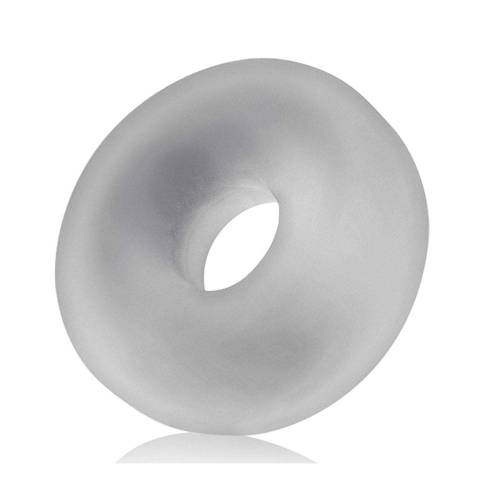 A translucent, smooth gray torus shape on a white background, reminiscent of the Oxballs Big Ox Cockring by Oxballs, with a soft shadow underneath.