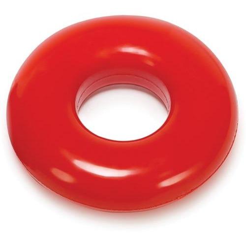 The Oxballs DO-NUT-2 Cock Ring by Oxballs is a vibrant red, donut-shaped ring crafted from FLEXXX TPR, featuring a glossy finish and smooth surface. Its circular opening provides a snug, body-safe fit for all-day comfort.