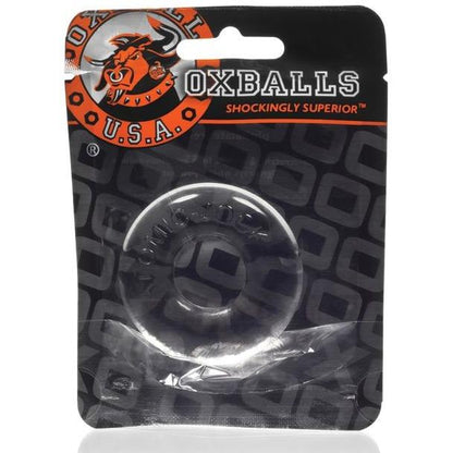 The package, featuring the Oxballs brand and a bull logo, includes the clear circular Oxballs DO-NUT-2 Cock Ring made from body-safe FLEXXX TPR with labels OXBALLS and SHOCKINGLY SUPERIOR.