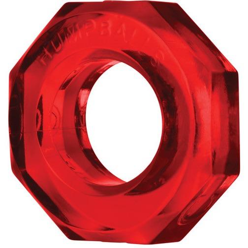 The Oxballs Humpballs Cockring by Oxballs is a red, transparent, octagonal ring with a circular center hole. Made from SkinFlex-TPR for a smooth and glossy finish, it provides a tight grip offering reliability and comfort.