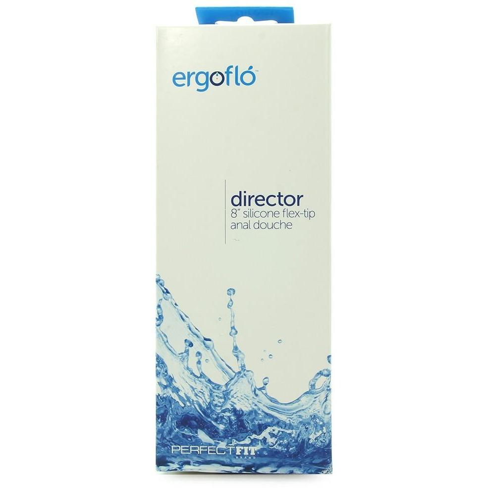 Perfect Fit Ergoflo Director Enema is an 8-inch anal douche crafted from medical-grade silicone, featuring an innovative air-valve and a water motif design at the bottom.
