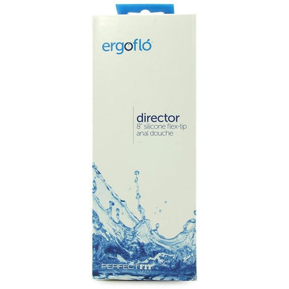 Perfect Fit Ergoflo Director Enema is an 8-inch anal douche crafted from medical-grade silicone, featuring an innovative air-valve and a water motif design at the bottom.