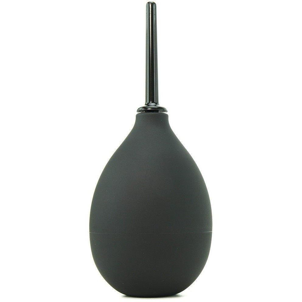 The Perfect Fit Ergoflo Impulse Anal Douche by Perfect Fit includes a black rubber bulb syringe with a compact design and long, slender nozzle.