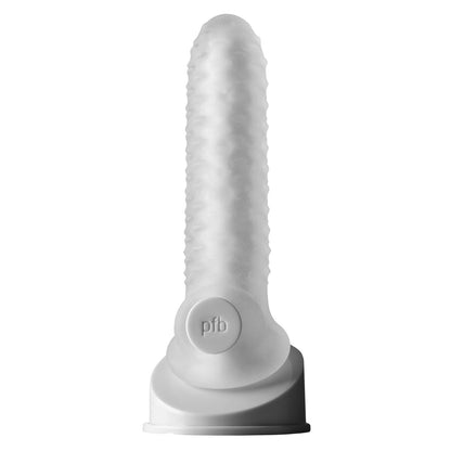 Explore the Perfect Fit Brands Fat Boy Checker Plate Sheath, an innovative silicone attachment for your electric toothbrush. It features a SilaSkin textured, translucent wavy design and a pfb labeled base to enhance style and functionality.